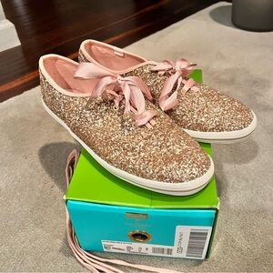 Keds x Kate Spade Glitter Sneakers with Pink Ribbon